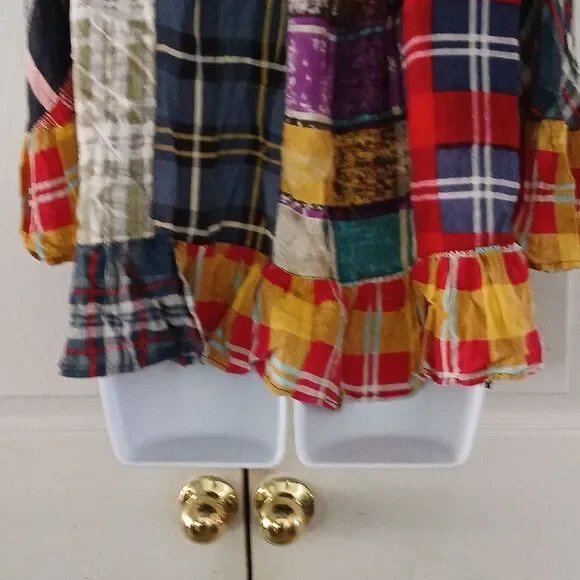 Sacred Threads patchwork boho hippie  wide bell sleeve blouse  Sz L/XL - Picture 6 of 8